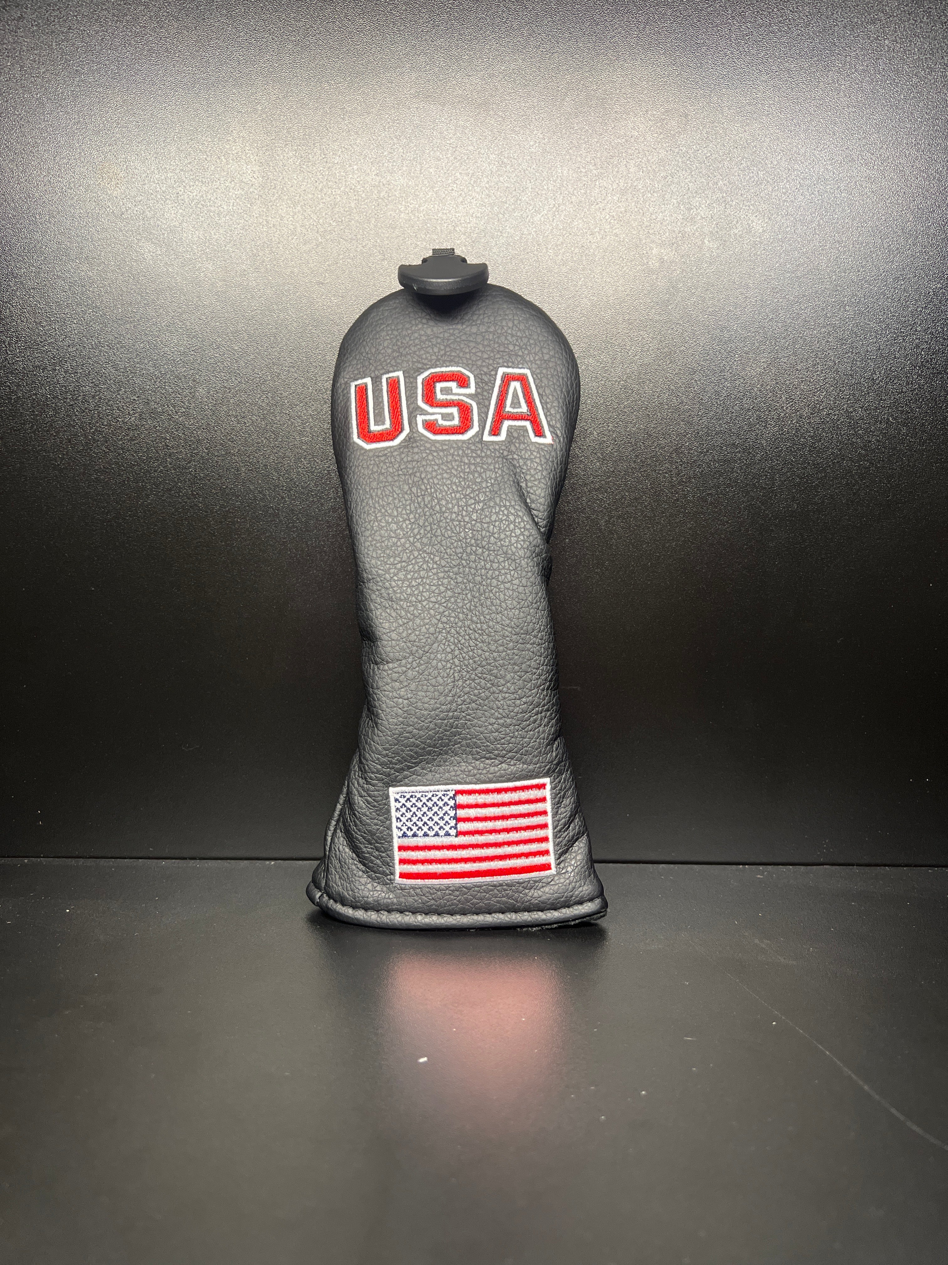 USA flag golf club headcover by ParWestGolf featuring a patriotic USA flag design for protection and style.