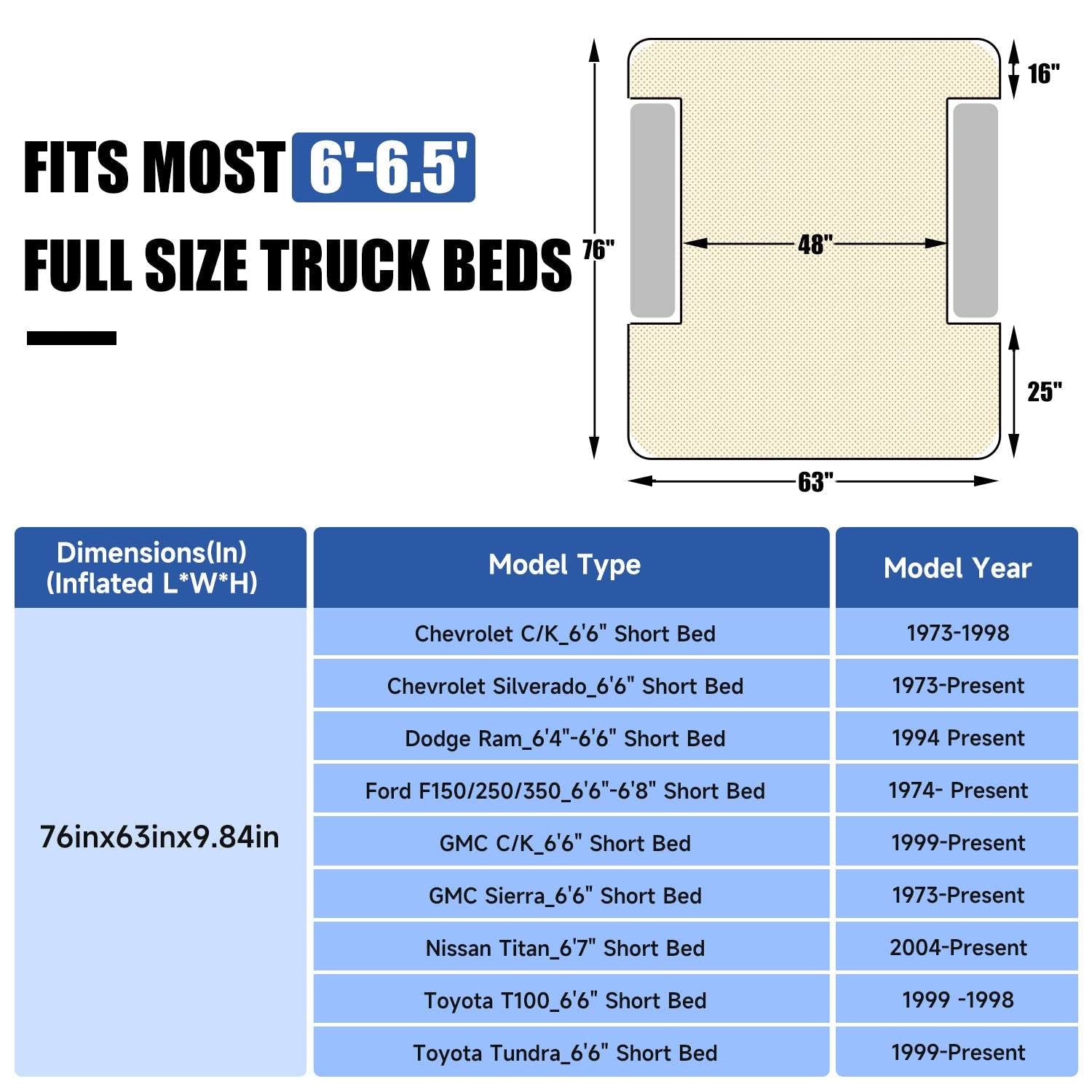 5.5-6.5ft Full Size Truck Bed Air Mattress Red - OVERLANDERS Outfitter