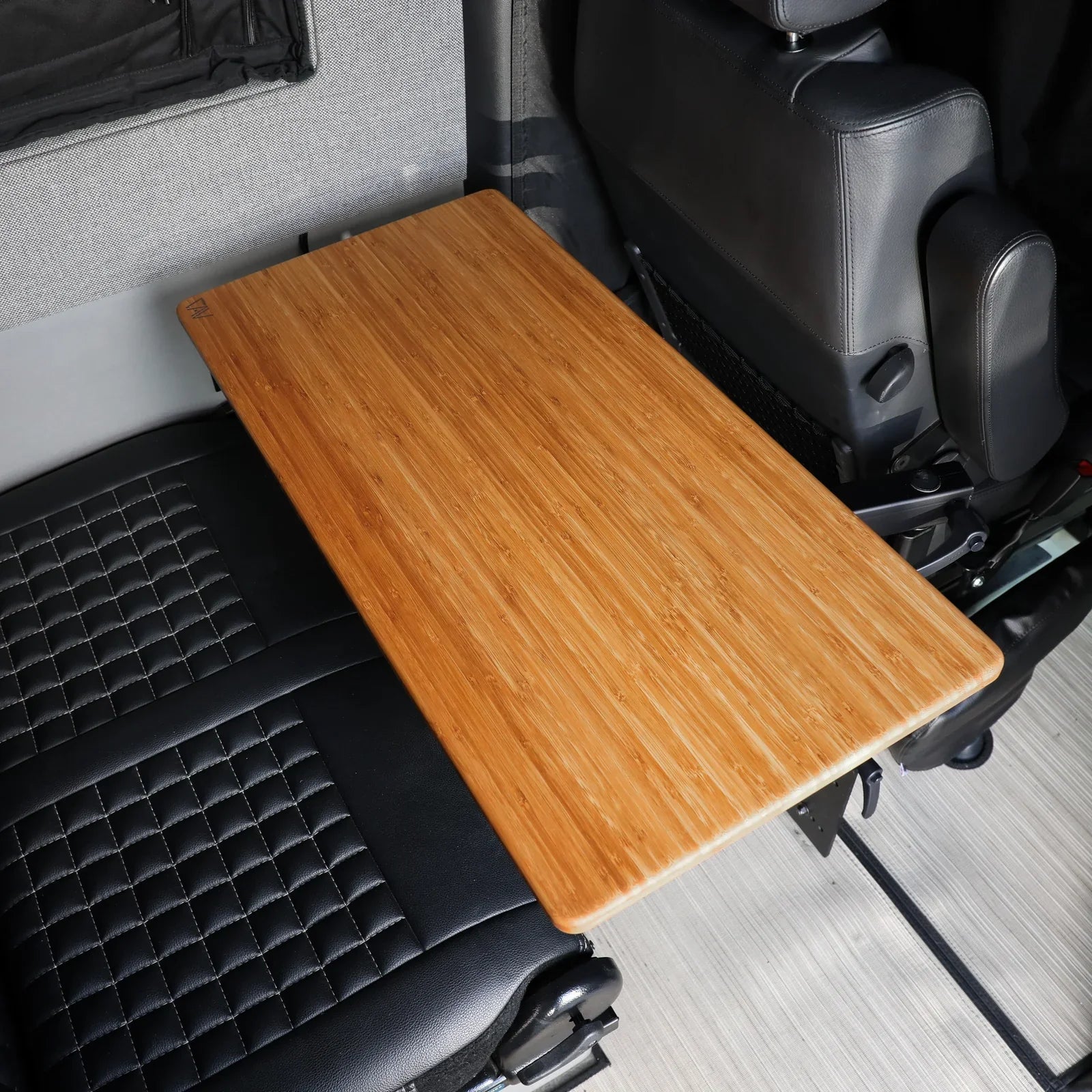 Large universal bamboo table top from Canyon Adventure Vans, showcasing a smooth surface and sturdy design.
