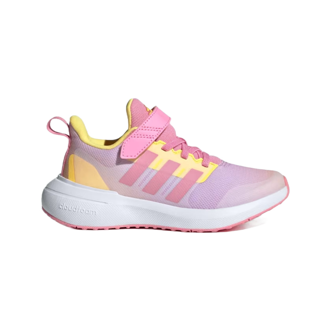 Runnwalk adidas Kid's FortaRun 2.0 elastic lace shoes in various colors, featuring sporty design and flexible fit for children.