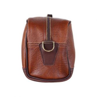 Backcountry Sportsman Bison Leather Sportsman's Kit Bag with side pockets and sturdy handle, showcasing durable leather craftsmanship.