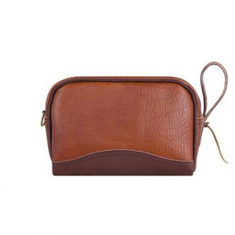 Backcountry Sportsman Bison Leather Sportsman's Kit Bag with sturdy handles and multiple compartments for outdoor gear storage.
