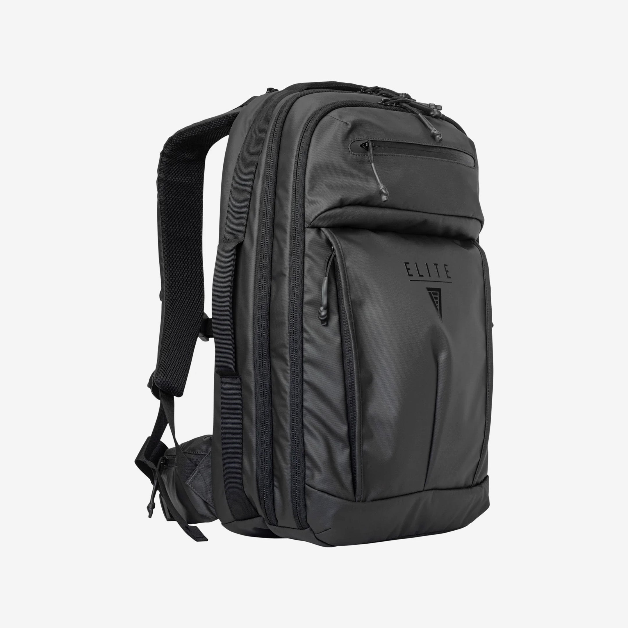 Elite Survival Systems STEALTH SBR Backpack in tactical black, featuring multiple compartments and adjustable straps.