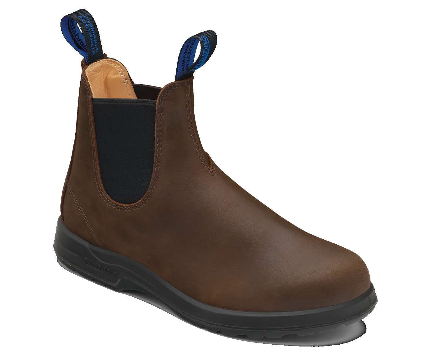 Runnwalk Blundstone unisex all-terrain thermal Chelsea boots in antique brown, showing the rugged leather and slip-on design.
