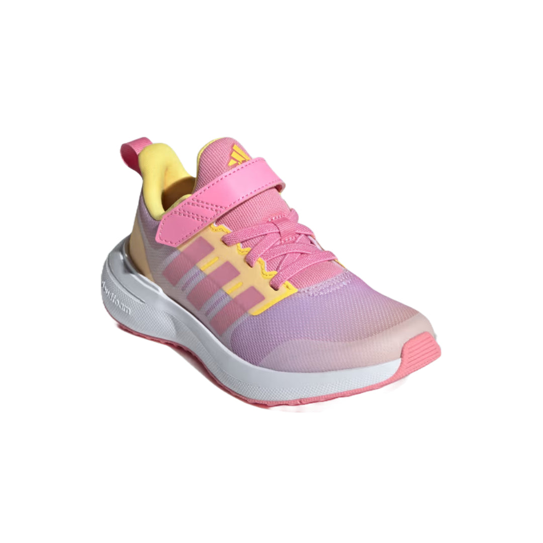 Runnwalk adidas Kid's FortaRun 2.0 elastic lace shoes in vibrant colors with breathable mesh uppers and supportive soles.