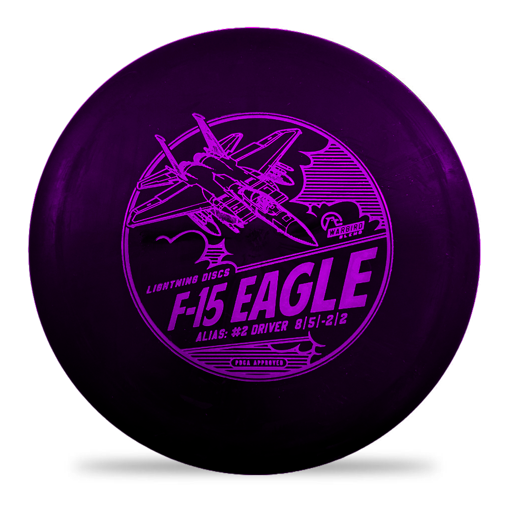 Gotta Go Gotta Throw Lightning Warbird F-15 Eagle #2 golf disc, driver type, with detailed eagle design on white background