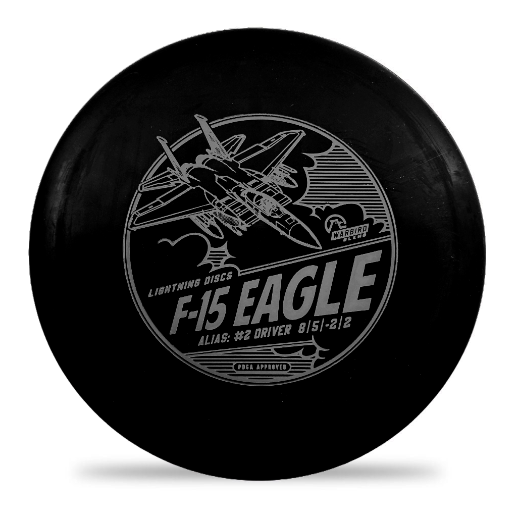 Gotta Go Gotta Throw Lightning Warbird F-15 Eagle #2 golf disc for fairway drives, featuring detailed eagle graphic on the disc.
