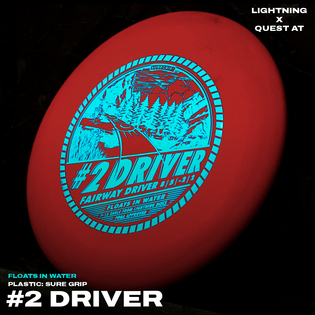 Lightning Sure Grip #2 Driver fairway golf disc from Lightning Golf Discs with a smooth, aerodynamic design and bright color.