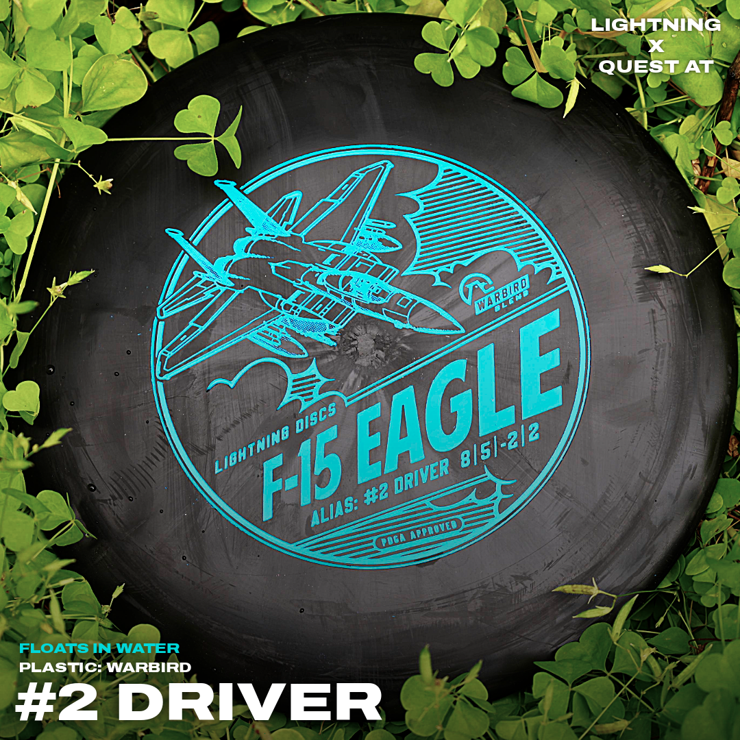 Lightning Warbird F-15 Eagle #2 golf disc by Lightning Golf Discs, showing the fairway driver with detailed eagle graphic.