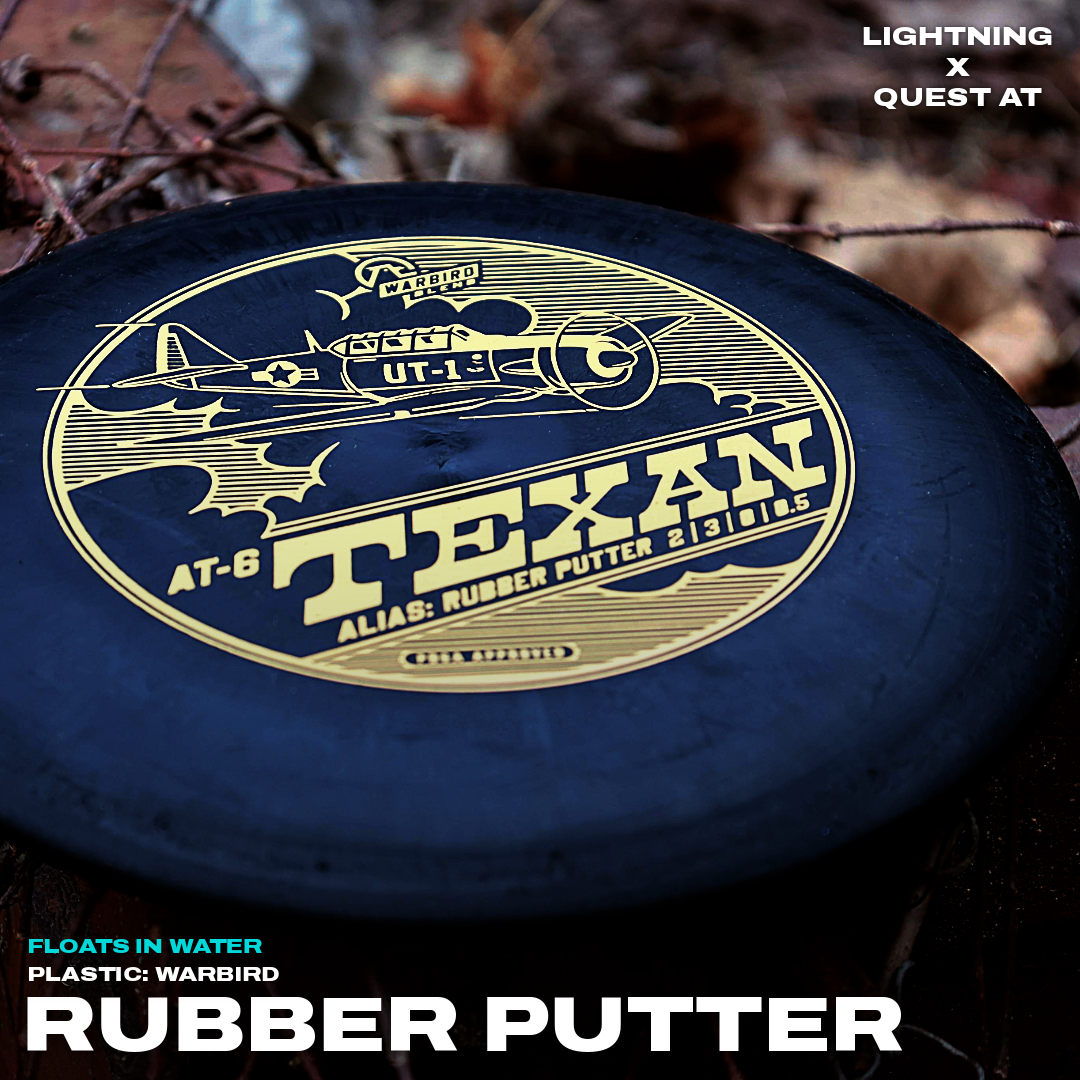 Lightning Warbird AT-6 rubber golf disc from Lightning Golf Discs, designed for accurate throws and easy grip.