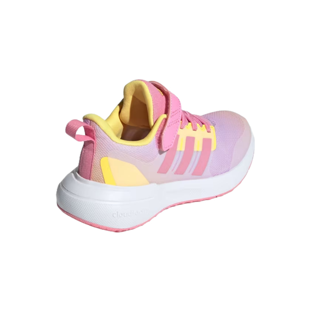 adidas Kid's FortaRun 2.0 elastic lace shoes in various colors, featuring breathable mesh and supportive sole for active kids