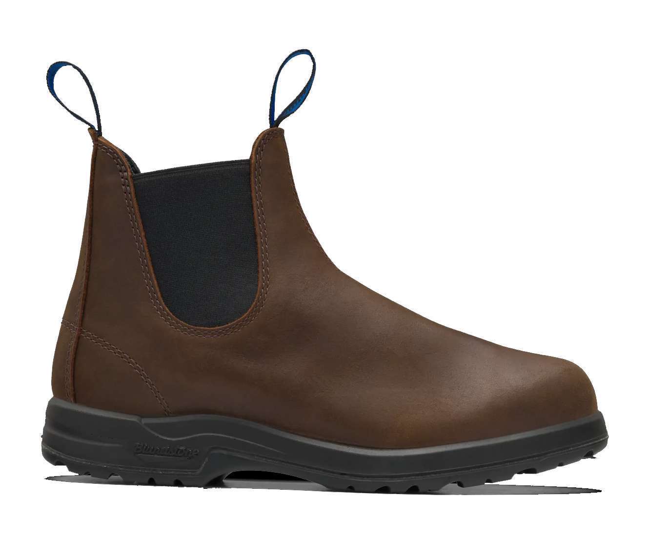 Runnwalk Blundstone unisex all-terrain thermal Chelsea boots in antique brown, showing the rugged leather upper and slip-on design.