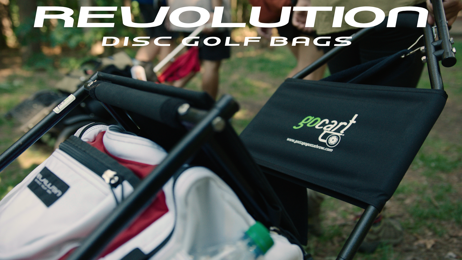 Gotta Go Gotta Throw Revolution Carolina Team V3 disc golf bag in golden yellow with multiple compartments and adjustable straps.
