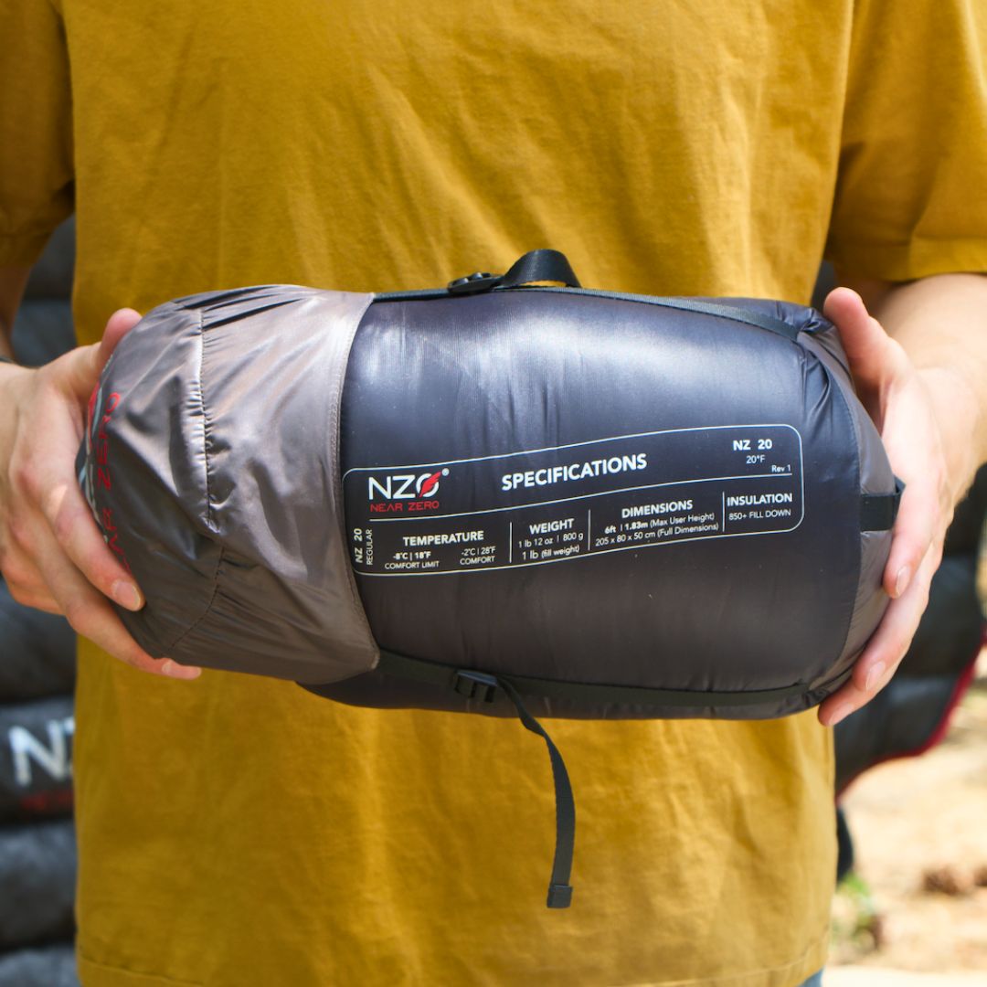 NZ 20 Mummy Sleeping Bag by Near Zero Outdoor Gear, featuring a snug design and warm insulation for outdoor camping.