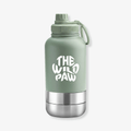 WildSip 3-in-1 dog water bottle by The Wild Paw, showing the portable bottle with a built-in water dish for pets.