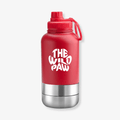 WildSip 3-in-1 dog water bottle by The Wild Paw, showing a compact bottle with a built-in water dish for pets.