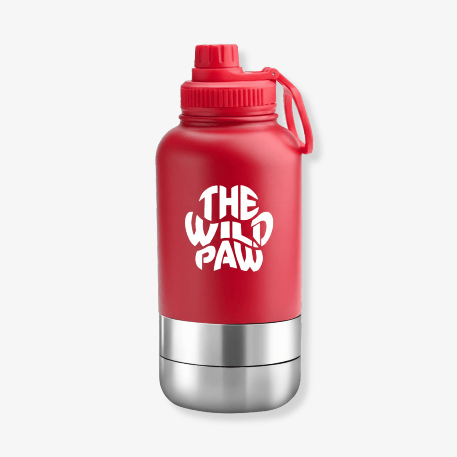 WildSip 3-in-1 dog water bottle by The Wild Paw, showing a compact bottle with a built-in water dish for pets.