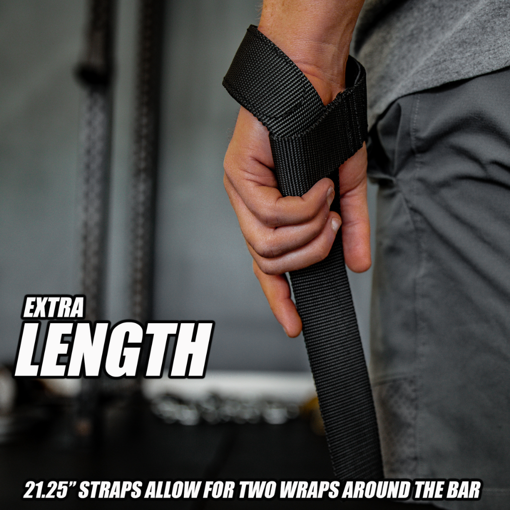 Black Iron Infidel lifting straps with reinforced stitching and adjustable wraps for enhanced grip during weightlifting exercises.
