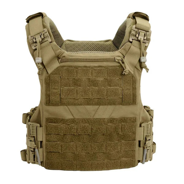 HCC Tactical K19 Plate Carrier (Gen 3) in black, showcasing adjustable straps and front pocket for tactical gear.