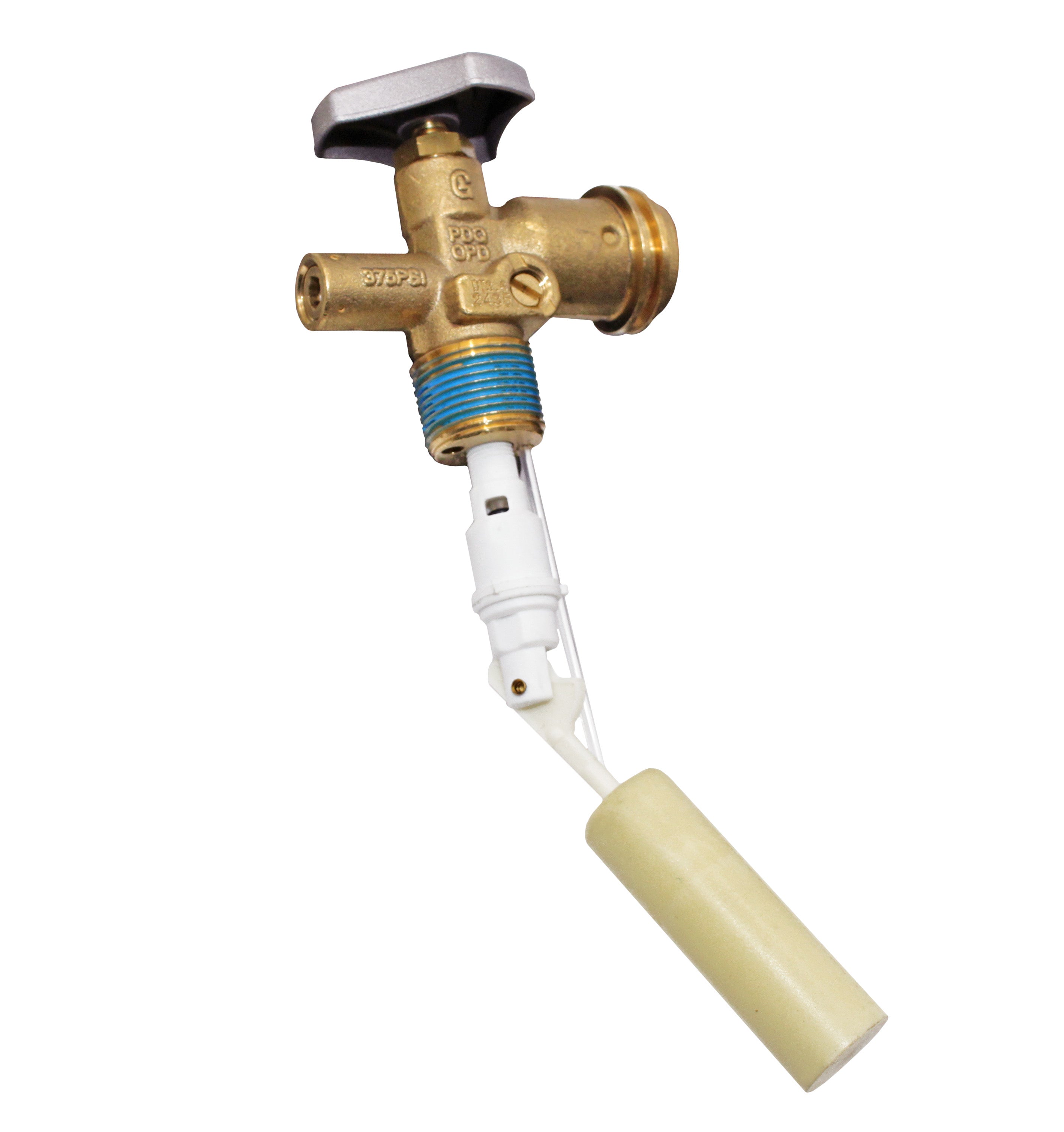 Flame King 10lb OPD valve for propane accessories, showcasing the durable design and safety features.