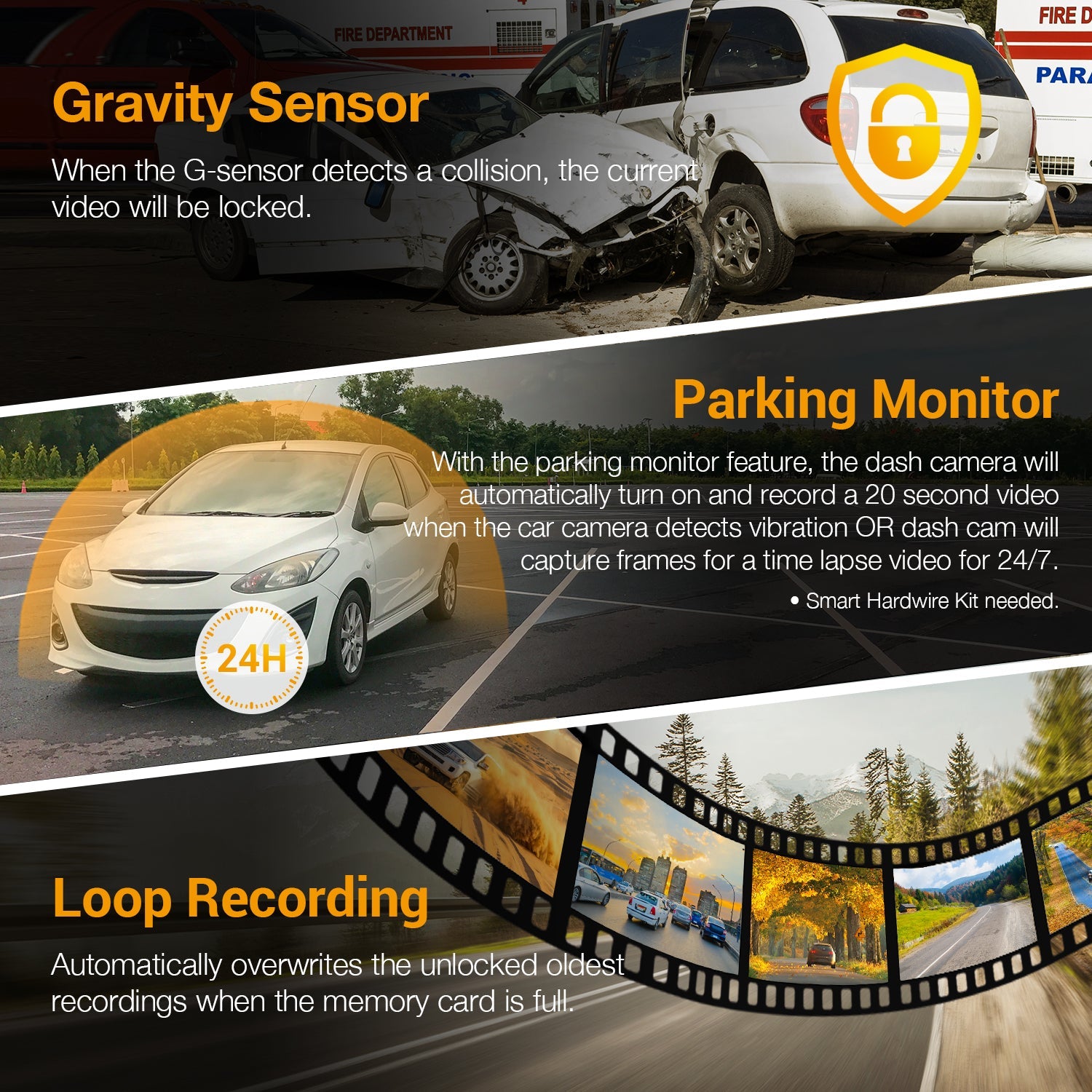 Rexing V1-4K Ultra HD car dash cam with GPS logger, Wi-Fi, and CPL filter, mounted inside a vehicle capturing the road.