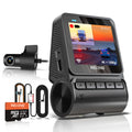Rexing V1P Flex X4 4K WiFi dual dash cam in black, showing front camera lens and compact design for vehicle recording.
