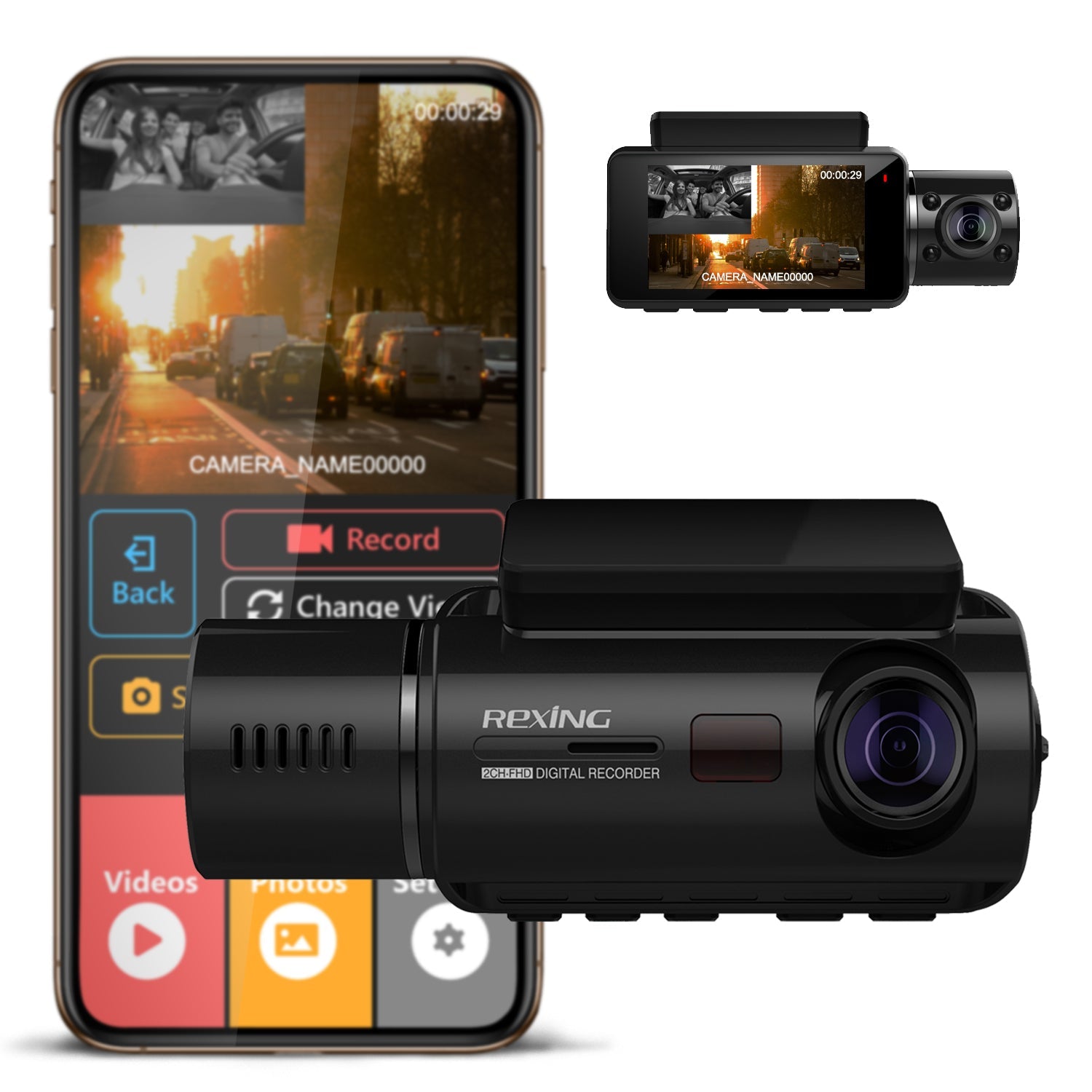 Rexing V3C Dual Camera Front and Inside Cabin Full HD 1080p Dash Cam with WiFi - We The Collective