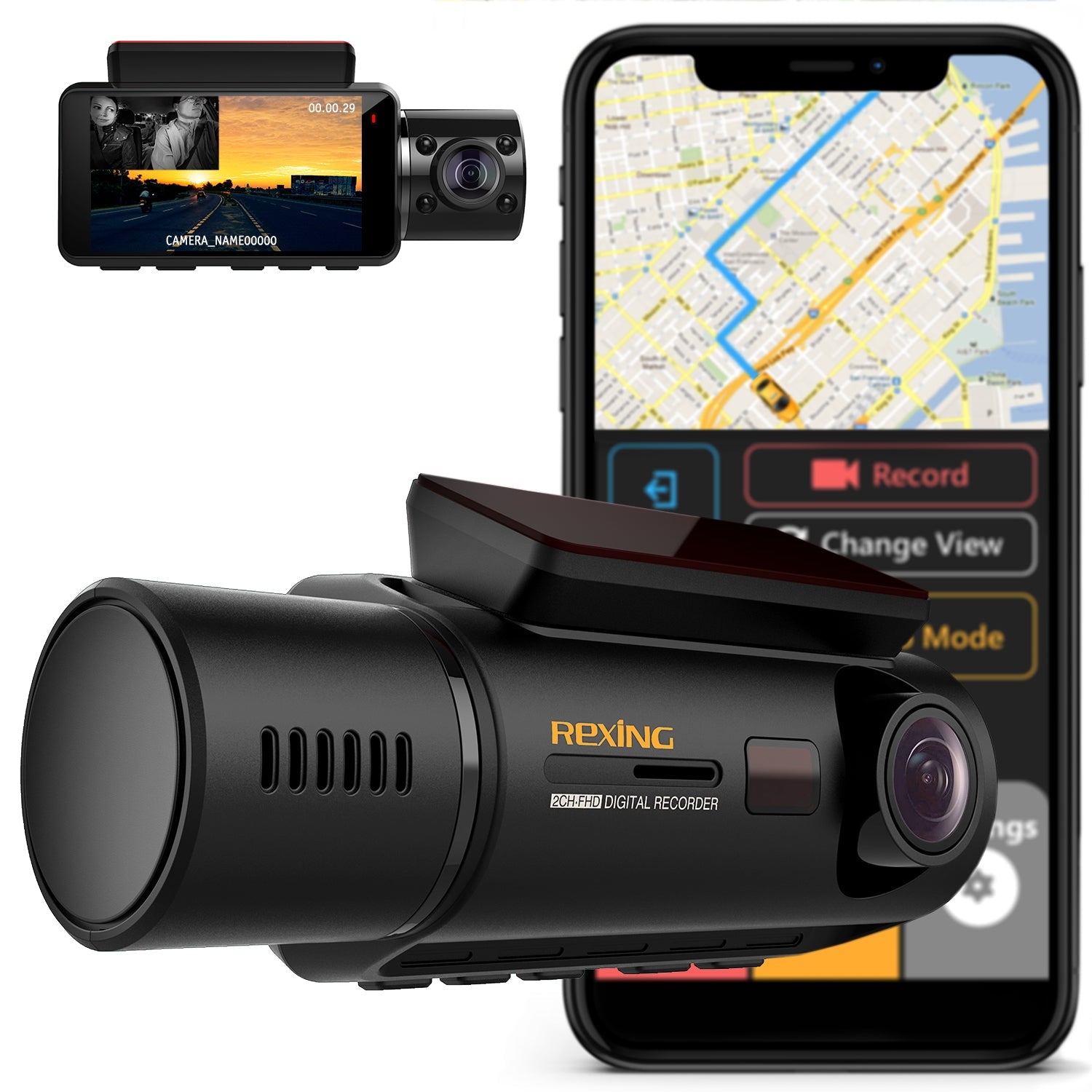 Rexing V3 Bundle Dual Camera Front and Inside Cabin Full HD 1080p with WiFi and Built-in GPS - We The Collective