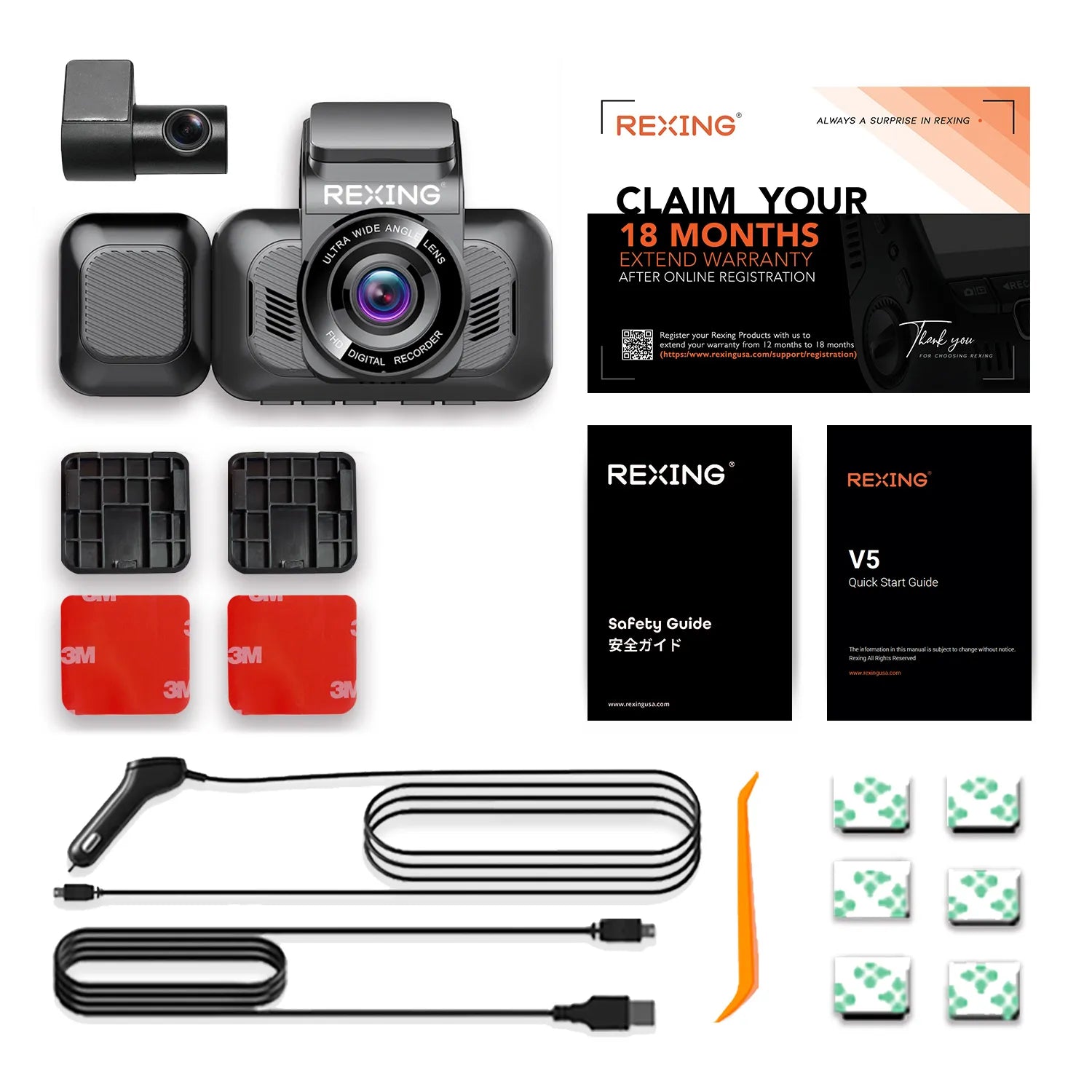 Rexing V5 Bundle Dash Cam 3-Channel Premium 4K with Wi-Fi and GPS - We The Collective