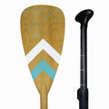 Vamo Life bamboo adjustable paddle with carbon-fiber and ABS edge for stand-up paddleboarding, featuring a lightweight, durable design.