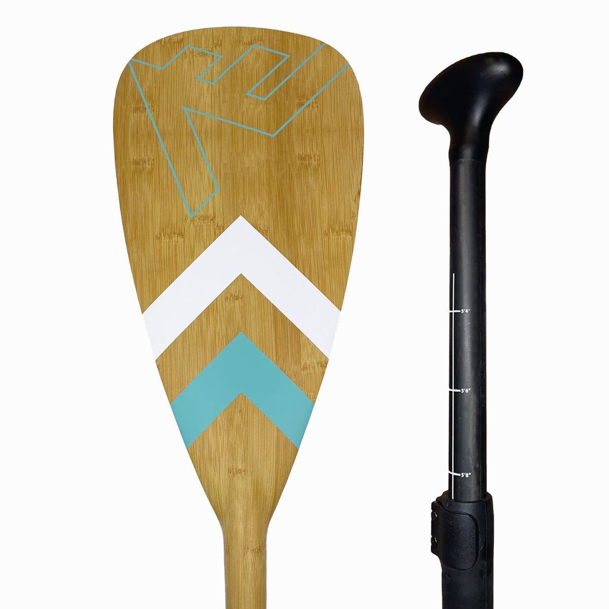 Vamo Life bamboo adjustable paddle with carbon-fiber and ABS edge for stand-up paddleboarding, featuring a lightweight, durable design.
