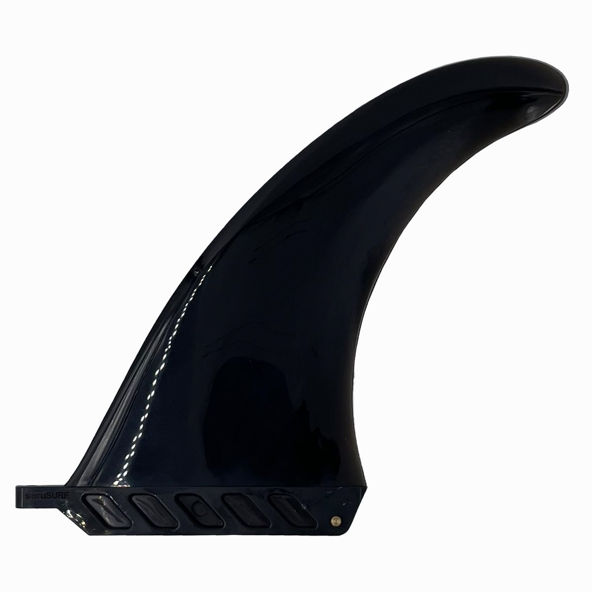 Vamo Life 8-inch Findestructible Safety Flex Fin with toolless screw for surfboards and SUPs, featuring a dolphin nose design.