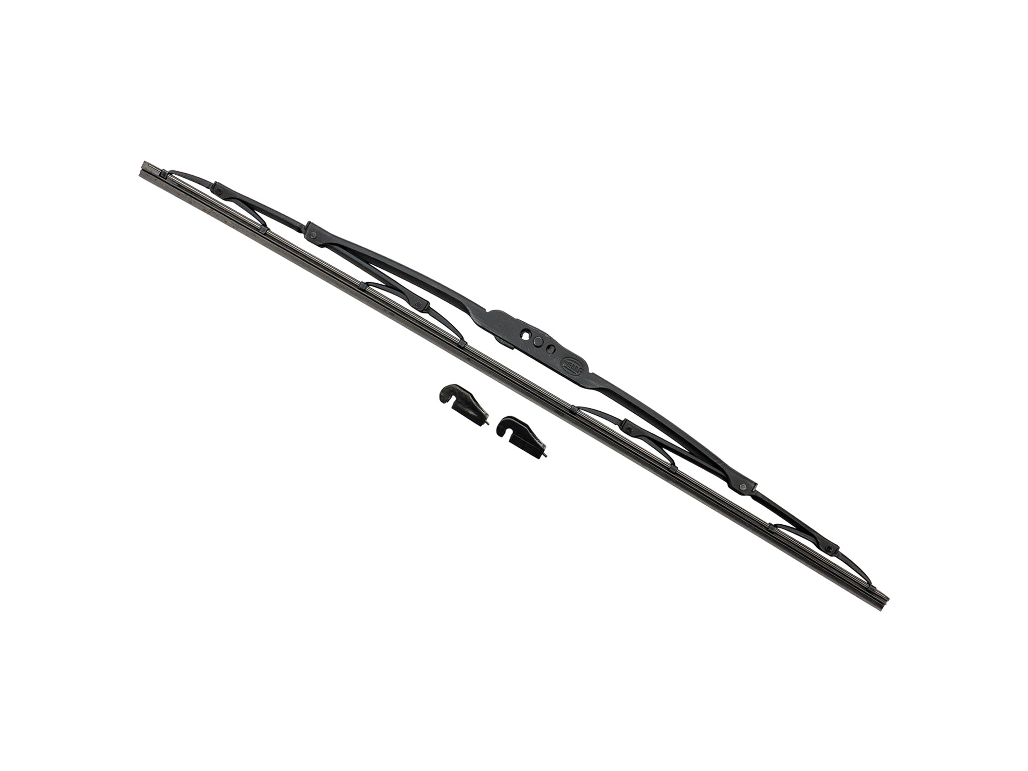GoWesty 18-inch windshield wiper blade for Vanagon, shown out of box with rubber and metal frame components visible.