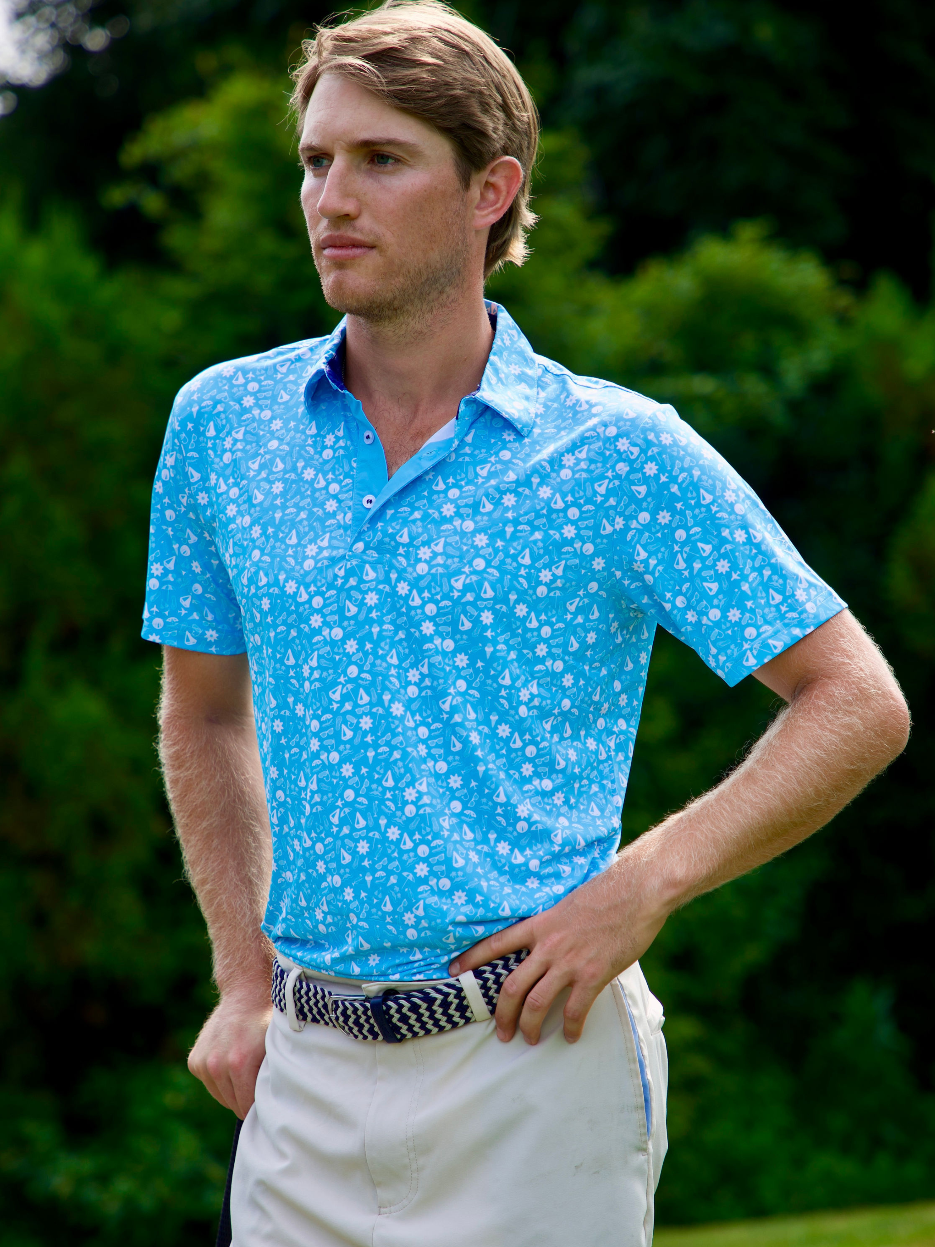 White Water Life Vacation Polo shirt, lightweight casual polo with a classic collar and short sleeves, in a vibrant color.