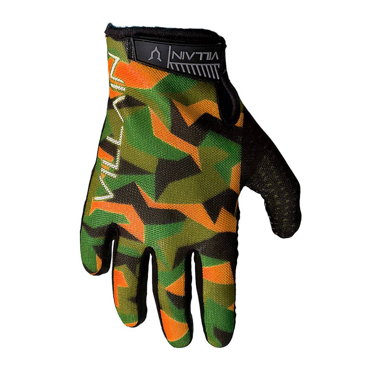Green ZEITBIKE Villain gauntlet gloves with reinforced palms and adjustable wrist straps, designed for durability and comfort.