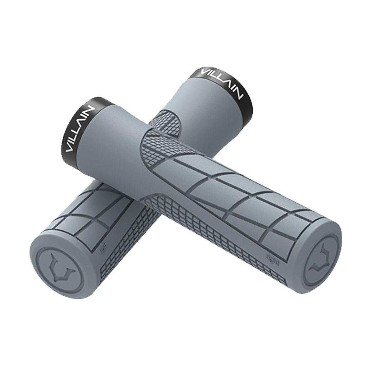 Grey Villain Arrest 1st Offense MTB grips by ZEITBIKE, featuring ergonomic design and textured surface for secure mountain bike handling.