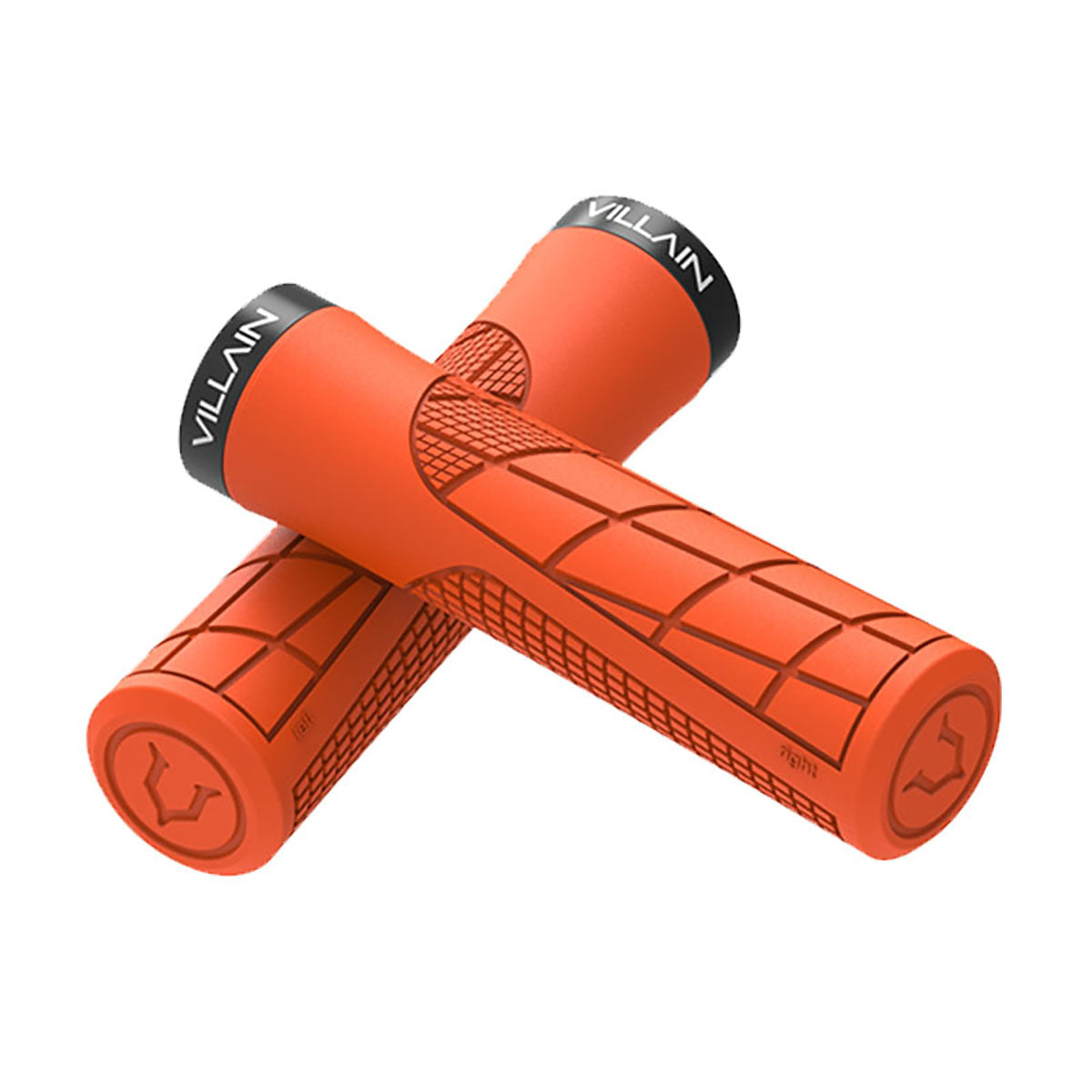 Orange Villain Arrest 1st Offense MTB grips by ZEITBIKE with textured rubber surface for enhanced grip and control.