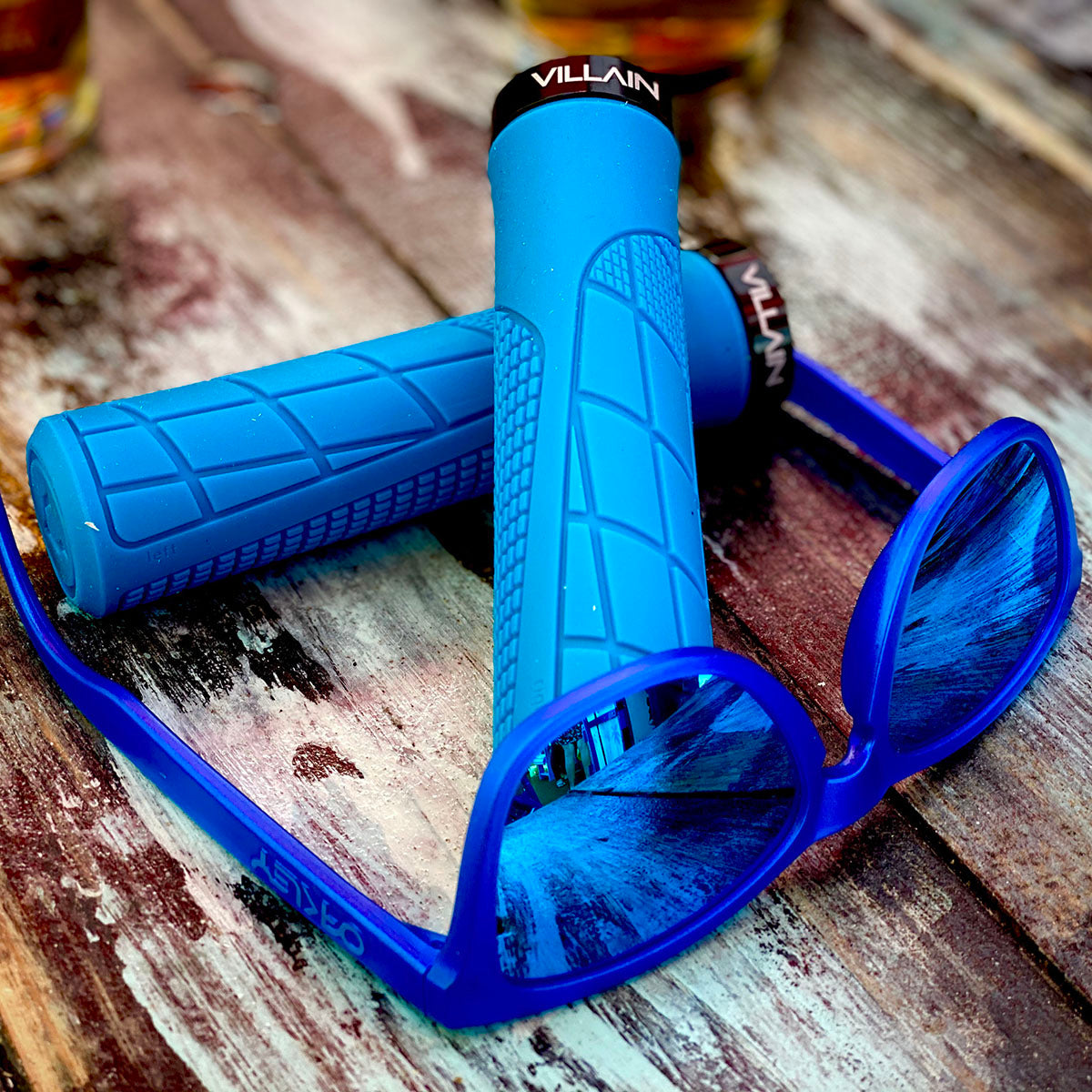 ZEITBIKE Villain Arrest 1st Offense MTB grips with textured rubber surface for enhanced grip and control on mountain bikes.