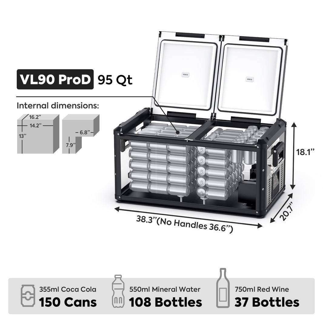 VL90ProD Dual Zone RV 12 volt Fridge Plug in Cooler | ICECO | 90 LT - We The Collective