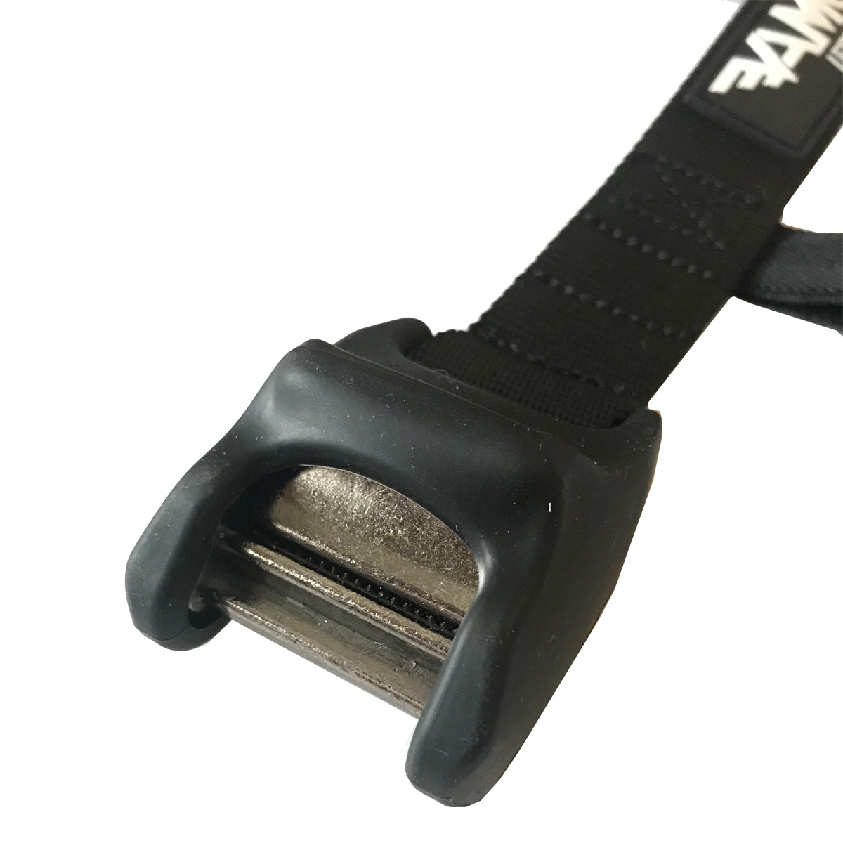 Vamo Life 15' and 10' tie down straps with silicone buckle covers for secure cargo fastening and protection.