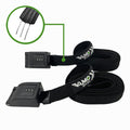 Vamo Life locking tie down straps with braided steel cables securing a paddleboard, surfboard, or kayak for transport.