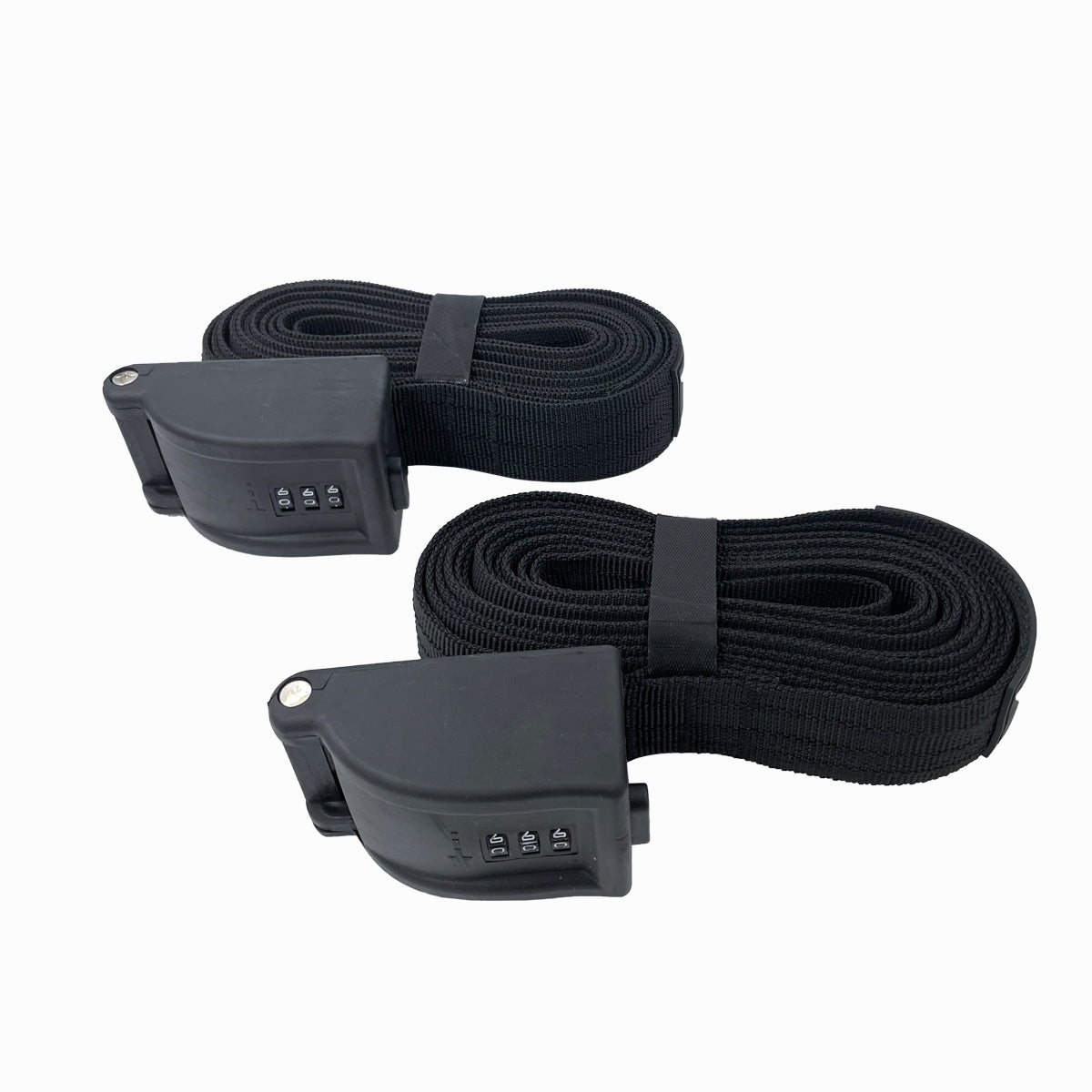 Vamo Life locking tie down straps with braided steel cables securing a paddleboard, surfboard, or kayak for safe transport.