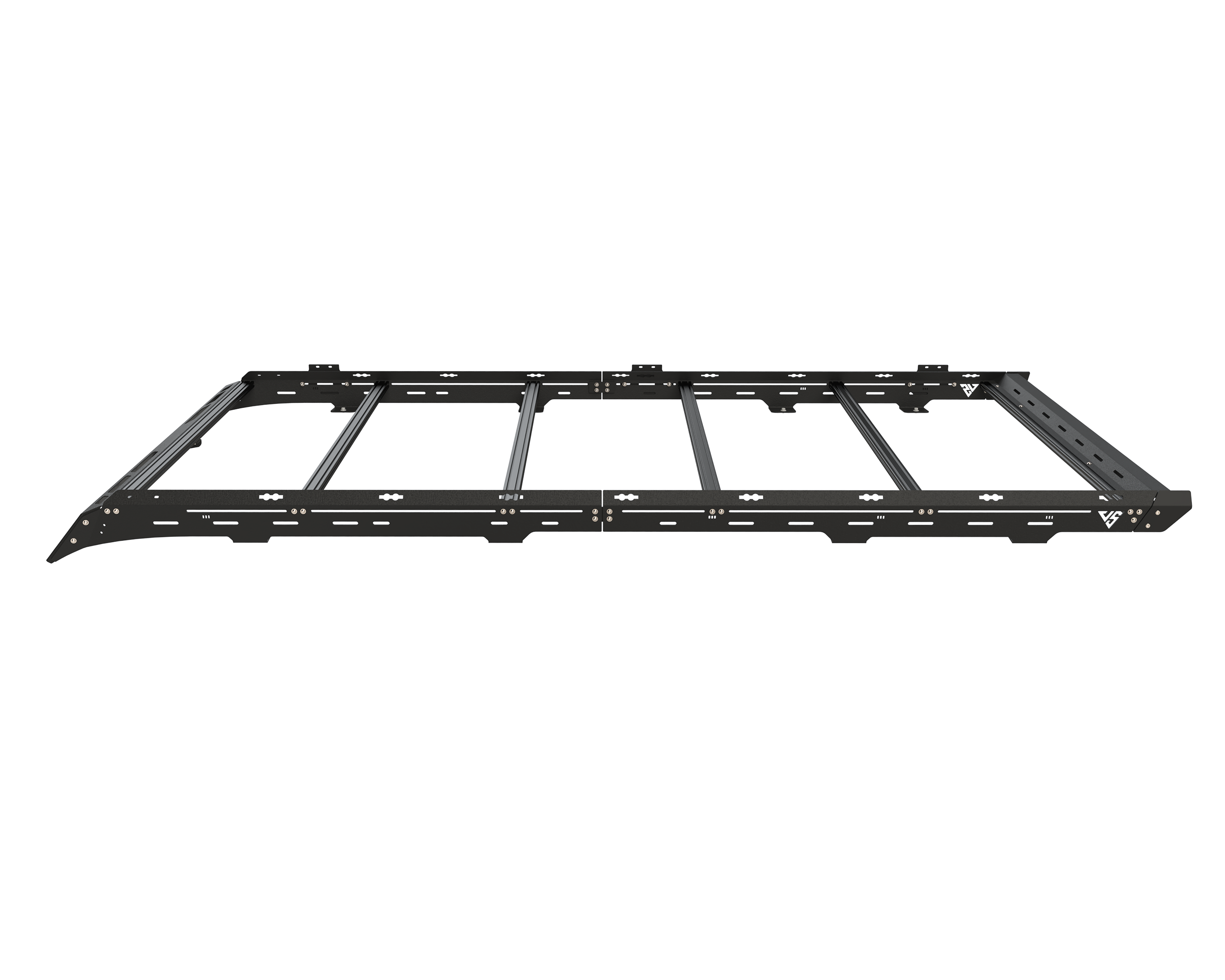 The Van Mart Transit Scout Rack 148 mounted on a vehicle, showcasing its sturdy design and functionality.
