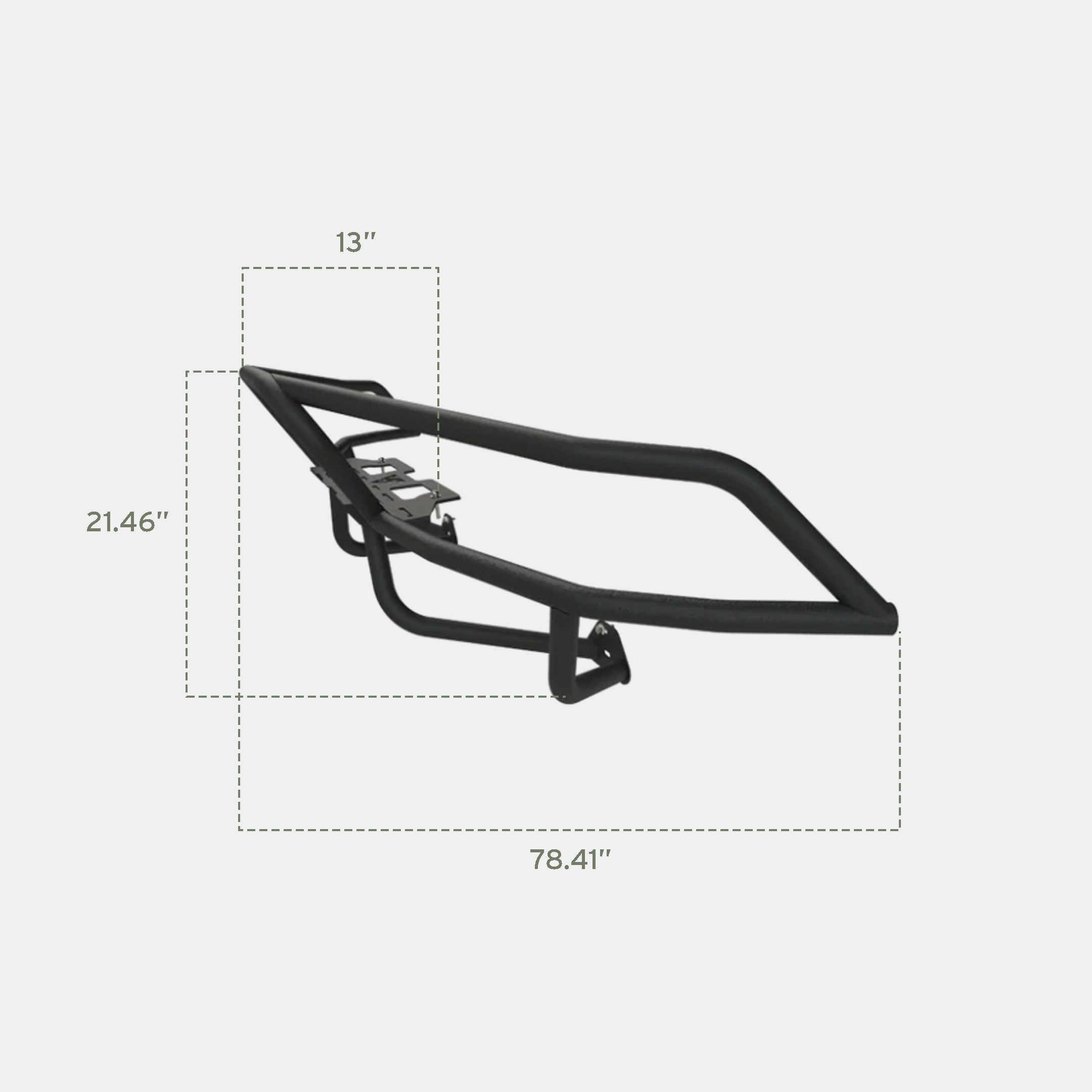 Sprinter Baja Bumper by The Van Mart, showcasing rugged design and dimensions for enhanced van exterior protection.