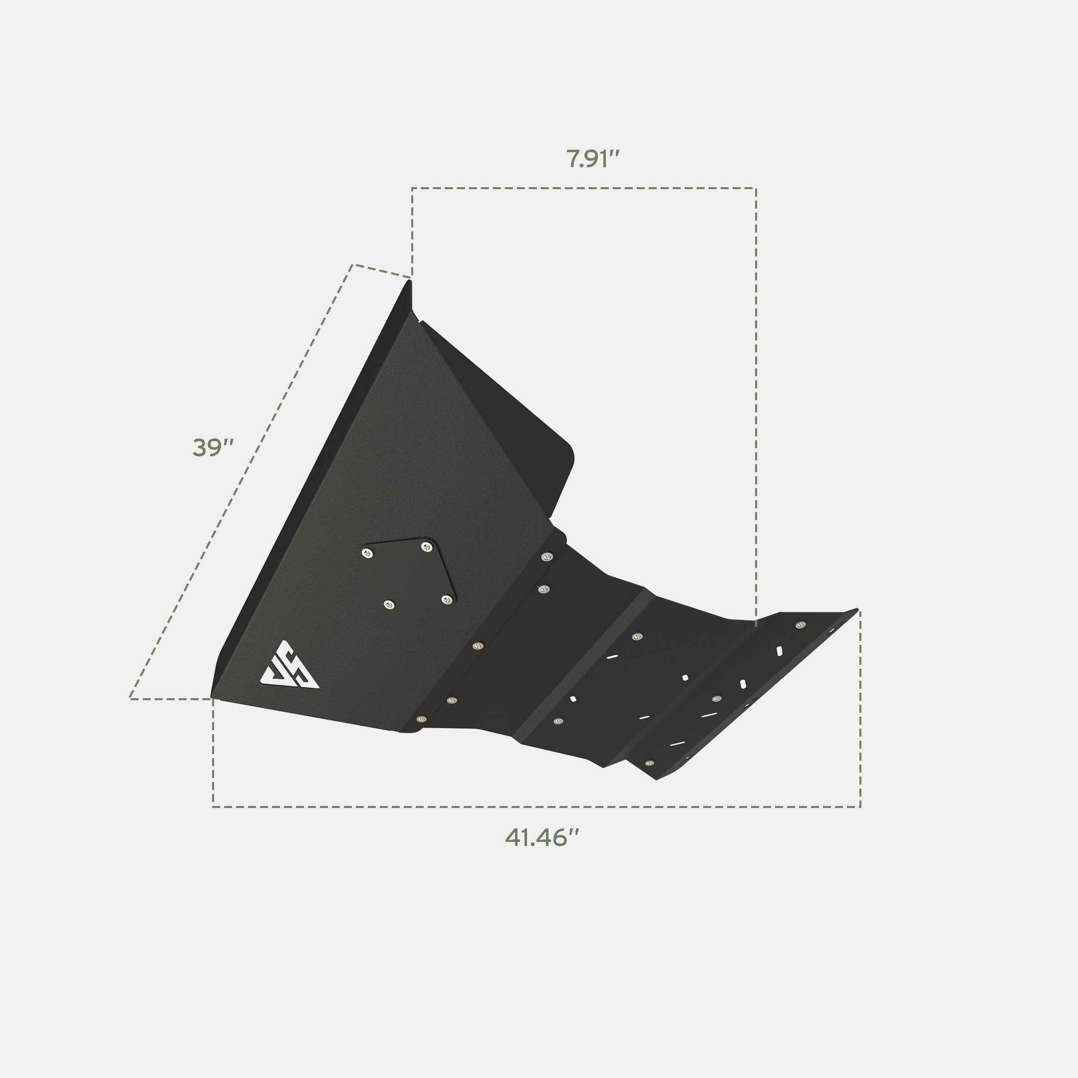 The Van Mart Sprinter Skid Plate from the VanSpeed DIY Collection, showcasing product dimensions and design features.