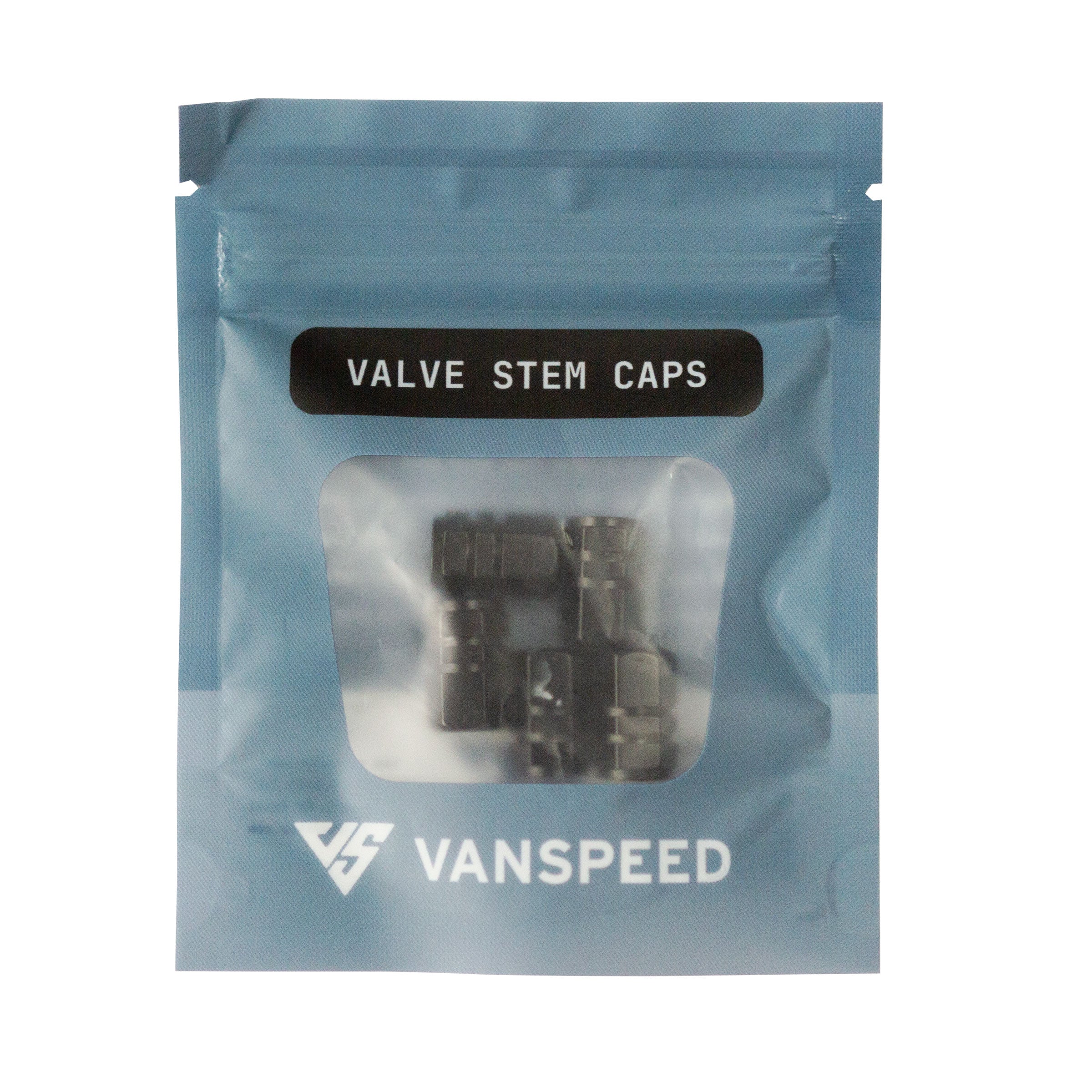 Universal valve stem caps by The Van Mart in various colors, featuring a sleek design for enhanced tire appearance.