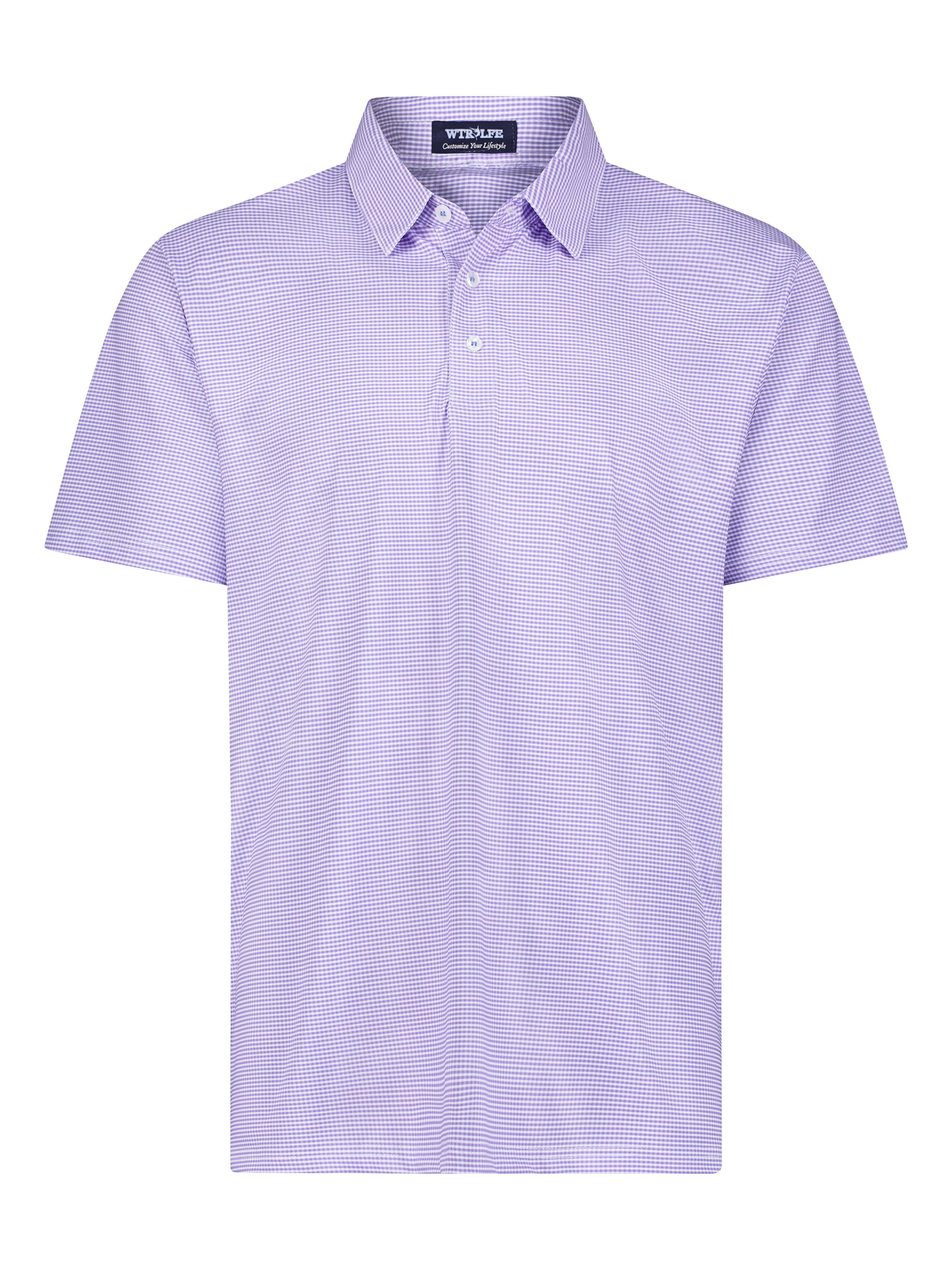 White Water Life Vineyard Polo in lavender, casual men's polo shirt with a classic collar and short sleeves.