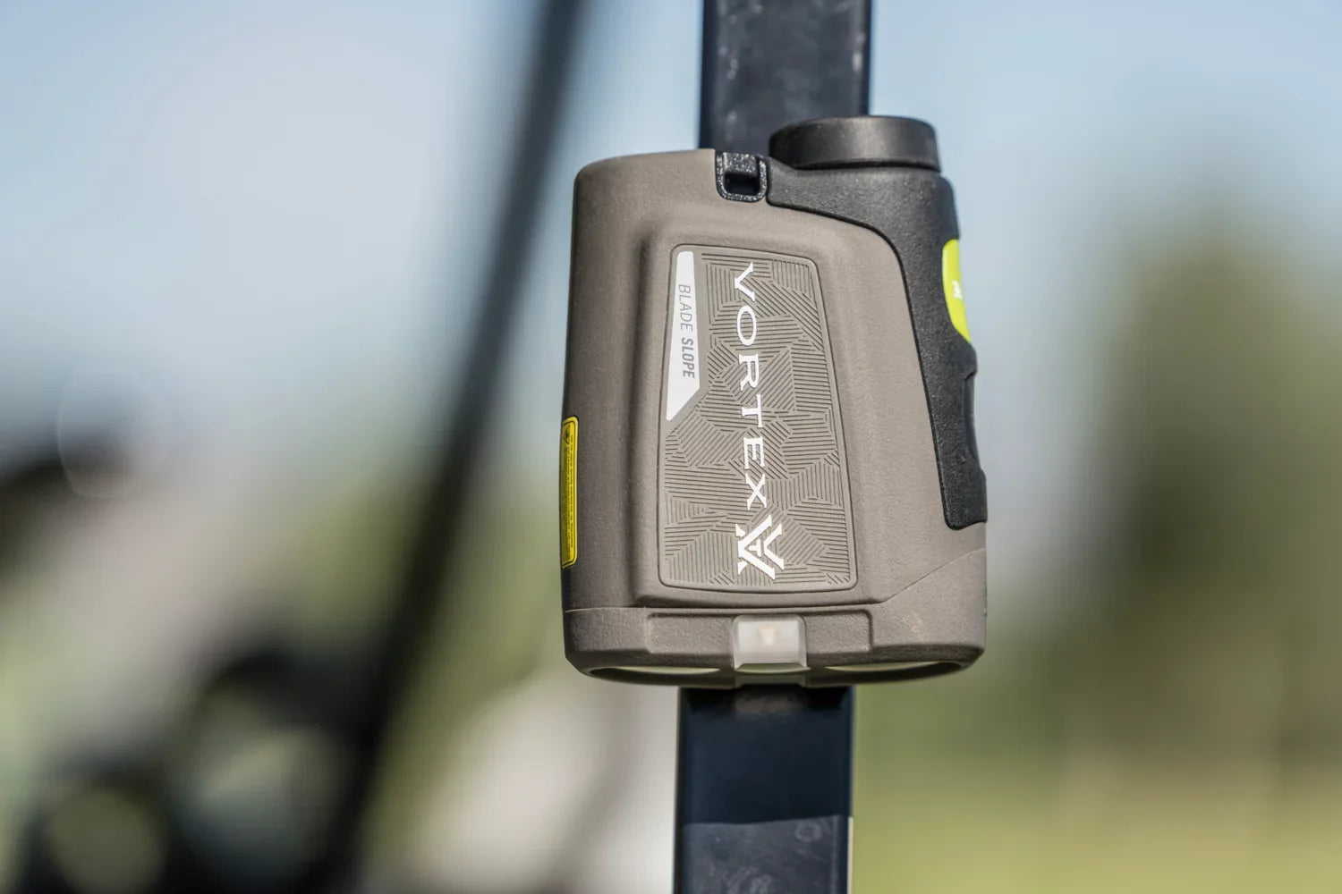 ParWestGolf Vortex Blade Slope Laser Rangefinder showing digital display and ergonomic design for golf distance measurement.