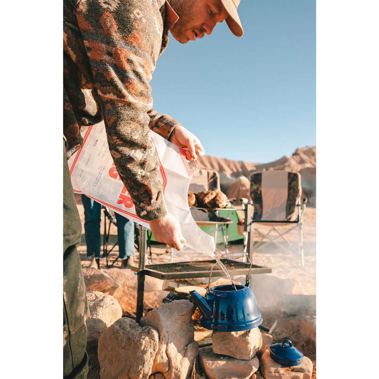 Two-gallon food and water storage bag from Quake Kits, flexible and durable for emergency preparedness and outdoor use.