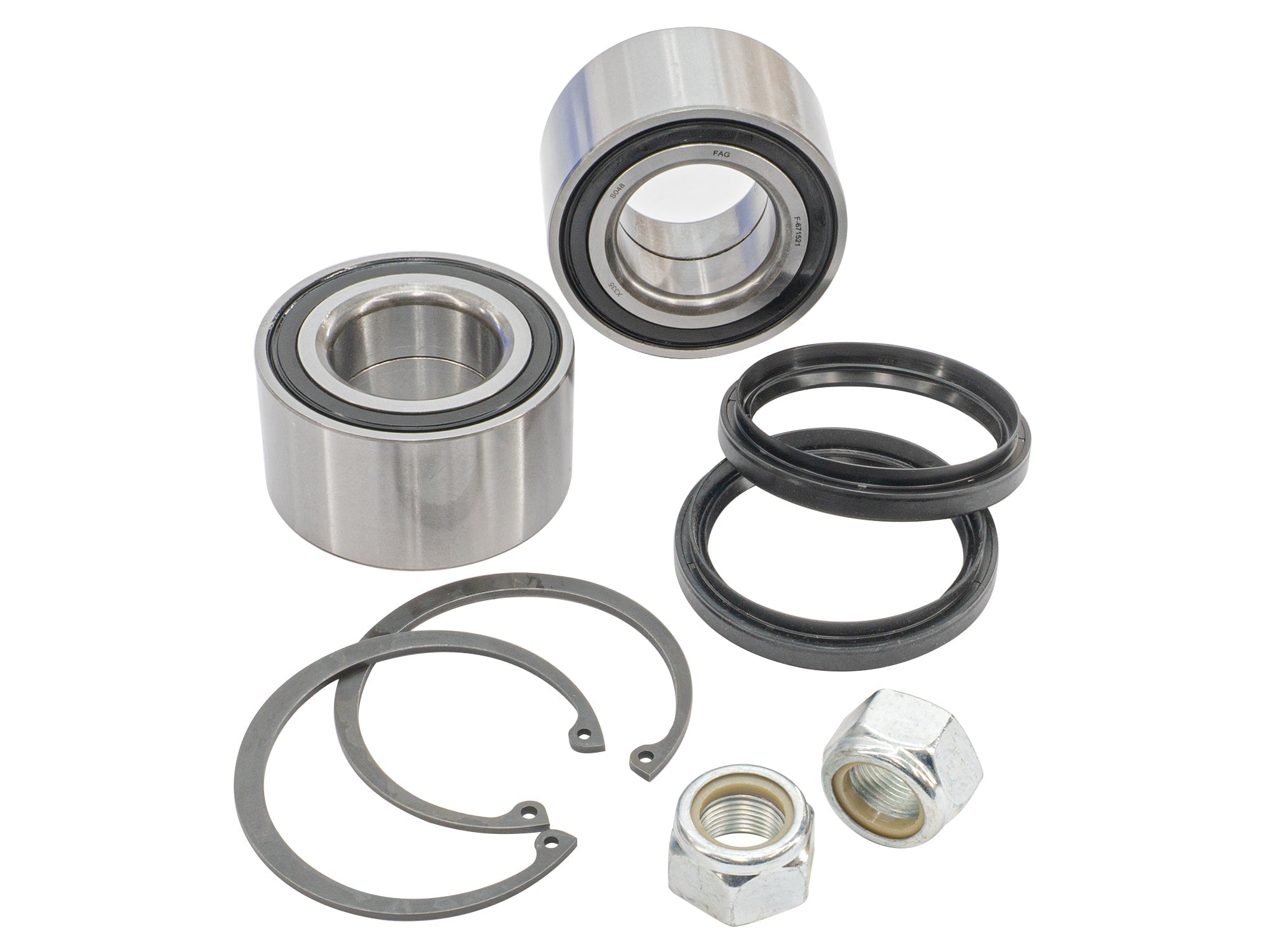 Front wheel bearing kit for Syncro vehicles by GoWesty, showing the assembled wheel hub and bearing components.